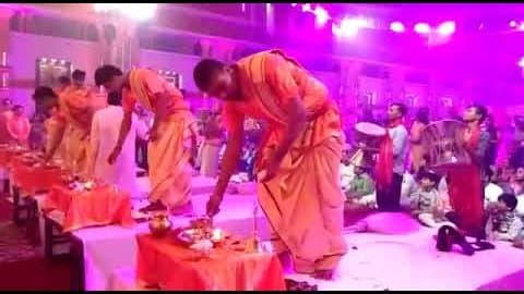 Ganga Aarti performance at an indoor stage event