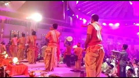 A grand Ganga Aarti performed on stage